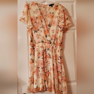 Trixxi Coral and White Floral Dress (XL)